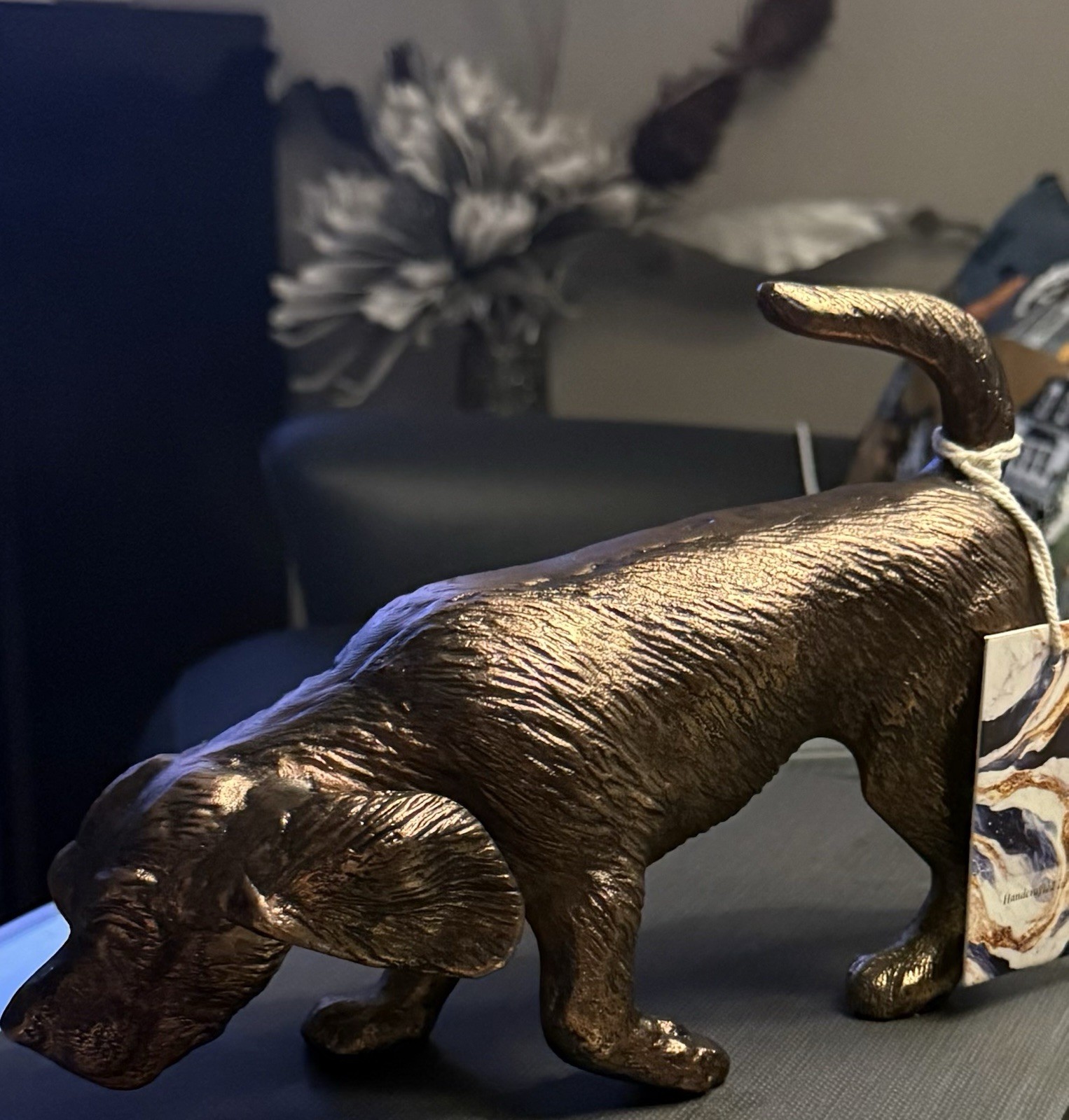 Brass Handmade 2lbs Retriever Dog Made In India Nice Detail 10”L NWT