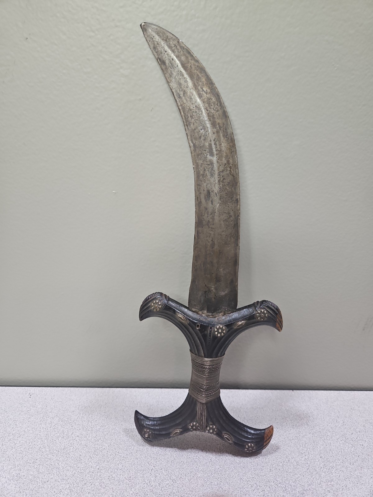 African Sudan Asymmetrical Beja Dagger. From late 19th to early 20th Century. 