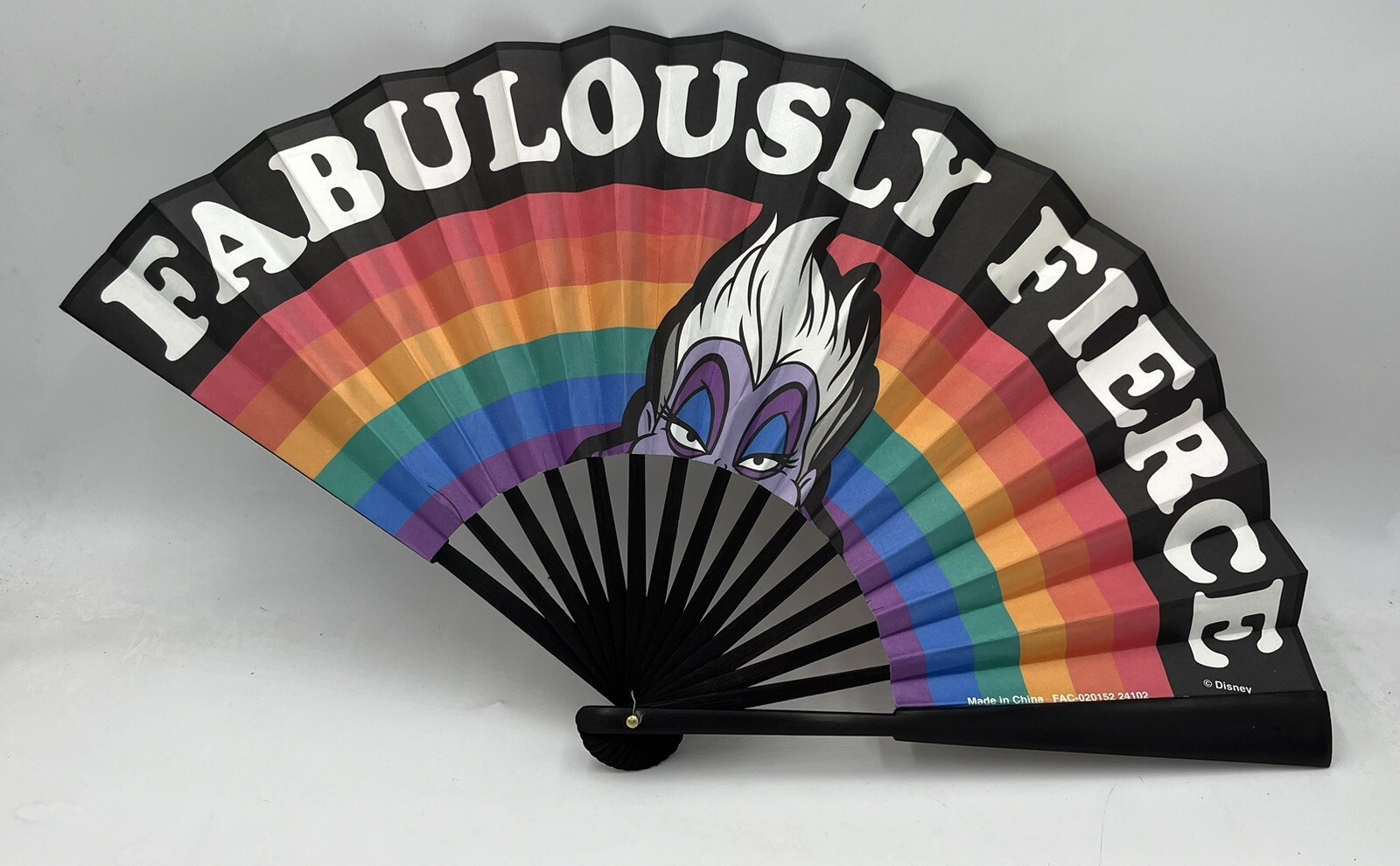 🌈Disney Pride Fabulously Fierce Úrsula Study Fan Rainbow 22” Mickey