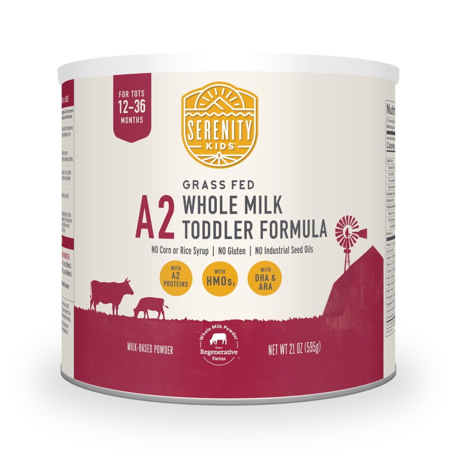 Serenity Kids 12-36 Month A2 Whole Milk Toddler Formula Powder - Organic Grass-F