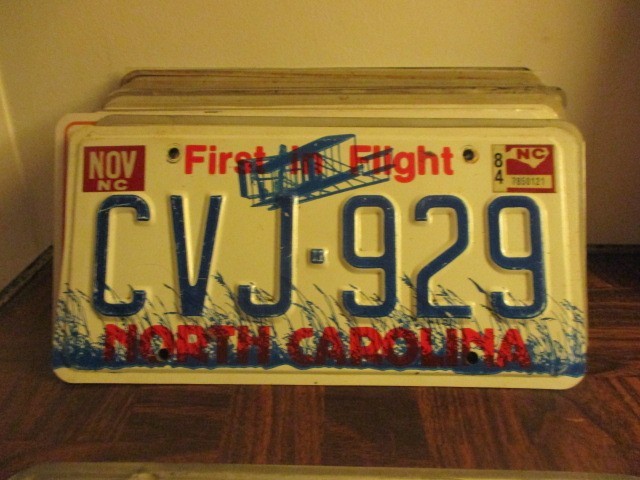 vintage 1984 North Carolina License Plate CVJ 929 Wright Brothers airplane vintage 1984 North Carolina License Plate CVJ 929 Wright Brothers airplane