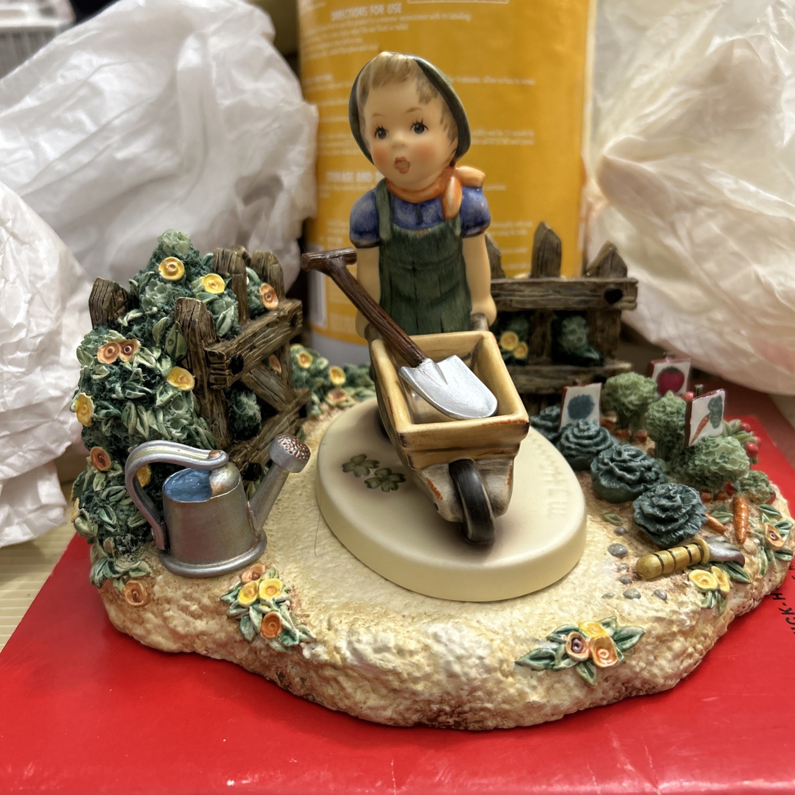 Hummel Little Landscaper Figurine #2011 & Musical Scape Bountiful Garden #1071-D
