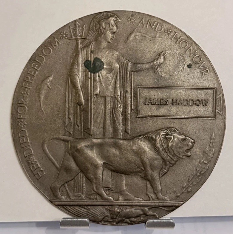 WWI WW1 British “Dead Man’s Penny” Named To James Haddow WWI WW1 British “Dead Man’s Penny” Named To James Haddow
