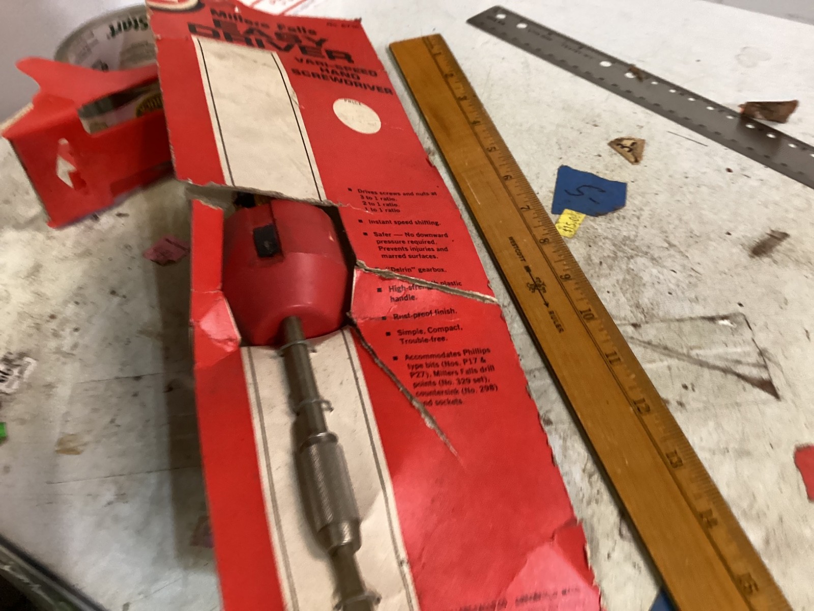 Vintage Millers Falls No. 671C Push Screw Driver with Flat Bit MADE IN USA CC