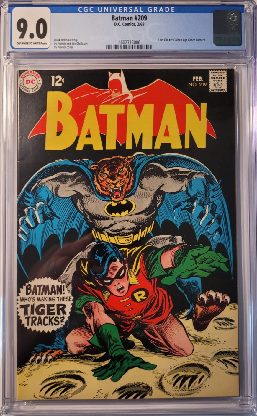 1969 Batman 209 CGC 9.0 Tiger Cover Robin.