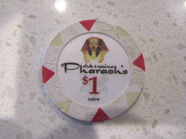 $1 Pharaoh\'s Club Casino Chip White + FREE Las Vegas Nevada Poker Chip