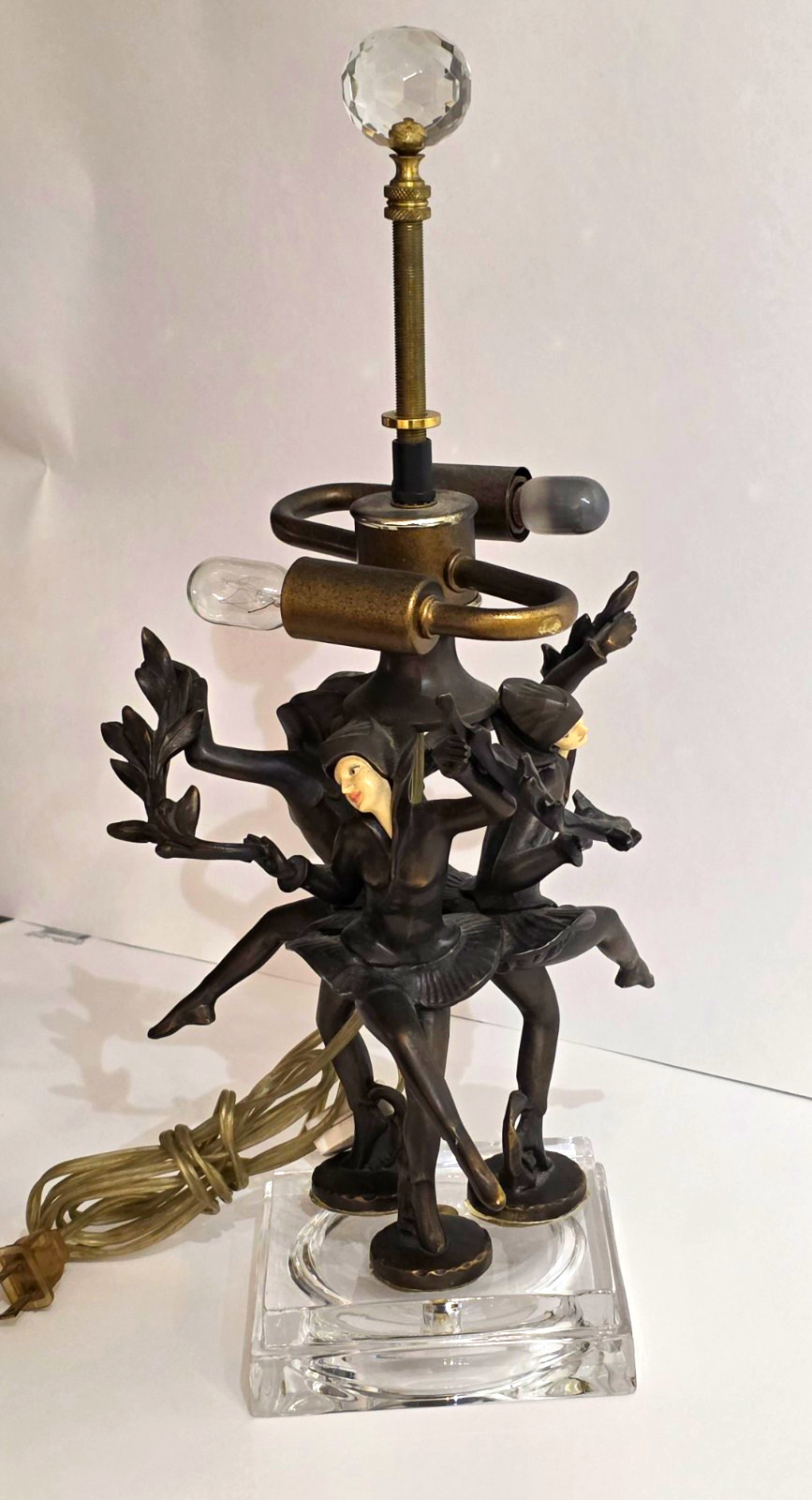 JB Hirsh 1930s Antique 3 Harlequin Pixie Art Deco Bronze Lamp (Extremely Rare) JB Hirsh 1930s Antique 3 Harlequin Pixie Art Deco Bronze Lamp (Extremely Rare)
