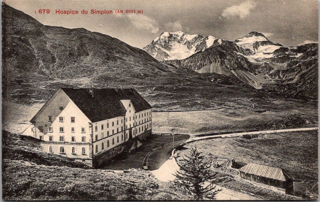 Antique Swiss Alps Postcard Hospice du Simplon Mountain Pass [AA]
