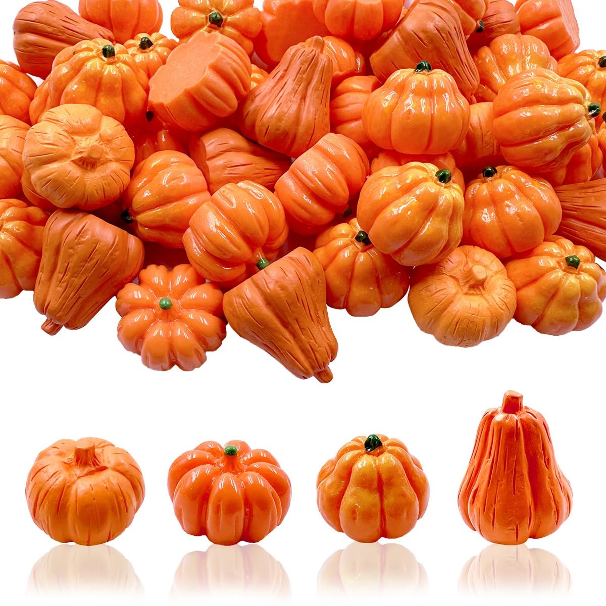 40Pcs Mini Resin Pumpkins,Small Miniature Pumpkins Figurines for DIY Crafts