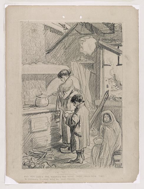Photo:Belgium 1914 Woman Feeding Children War Damage Suffrage Cartoon