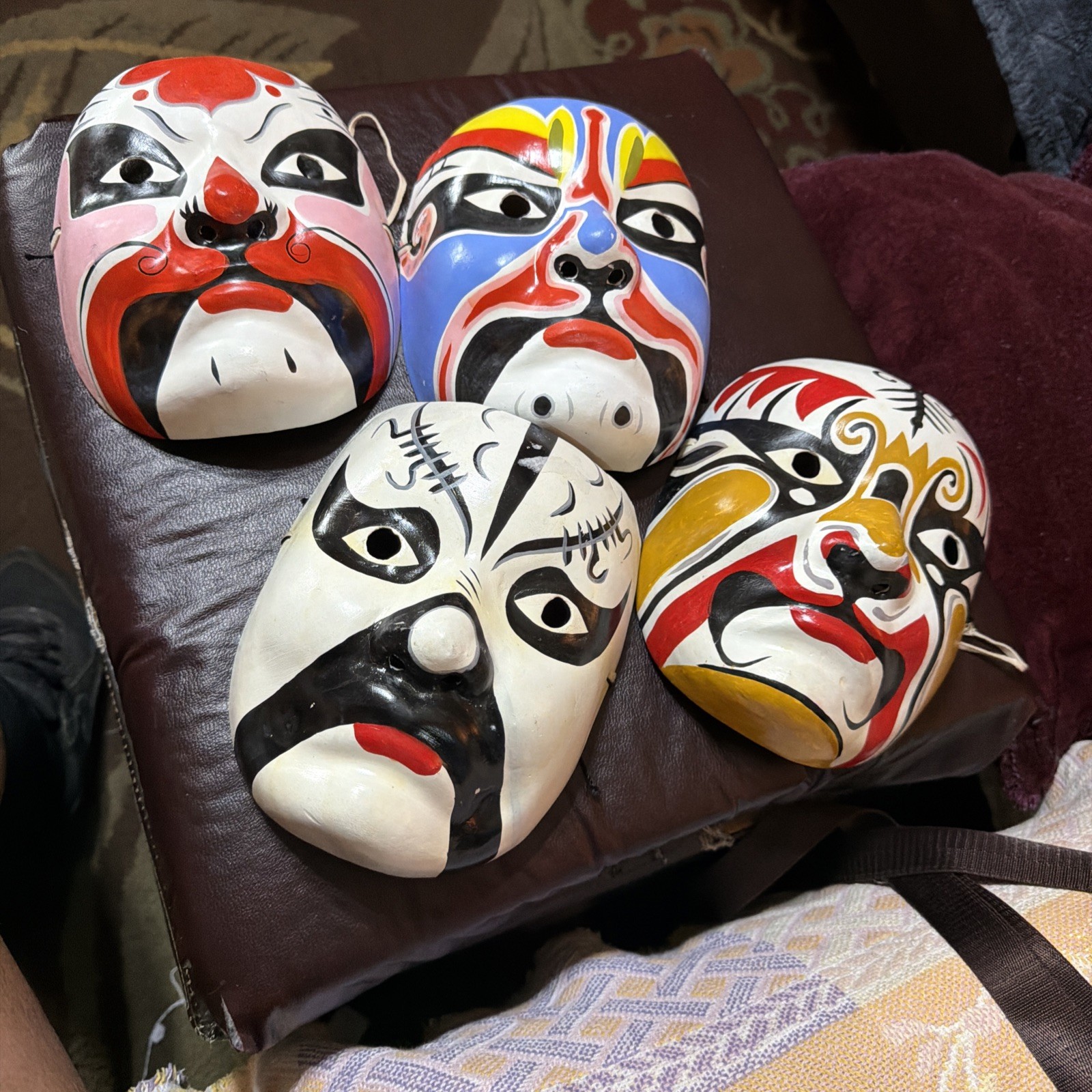 Lot Of 4x Vintage Japanese Chinese Beijing? Opera Theater Paper Mache Masks READ