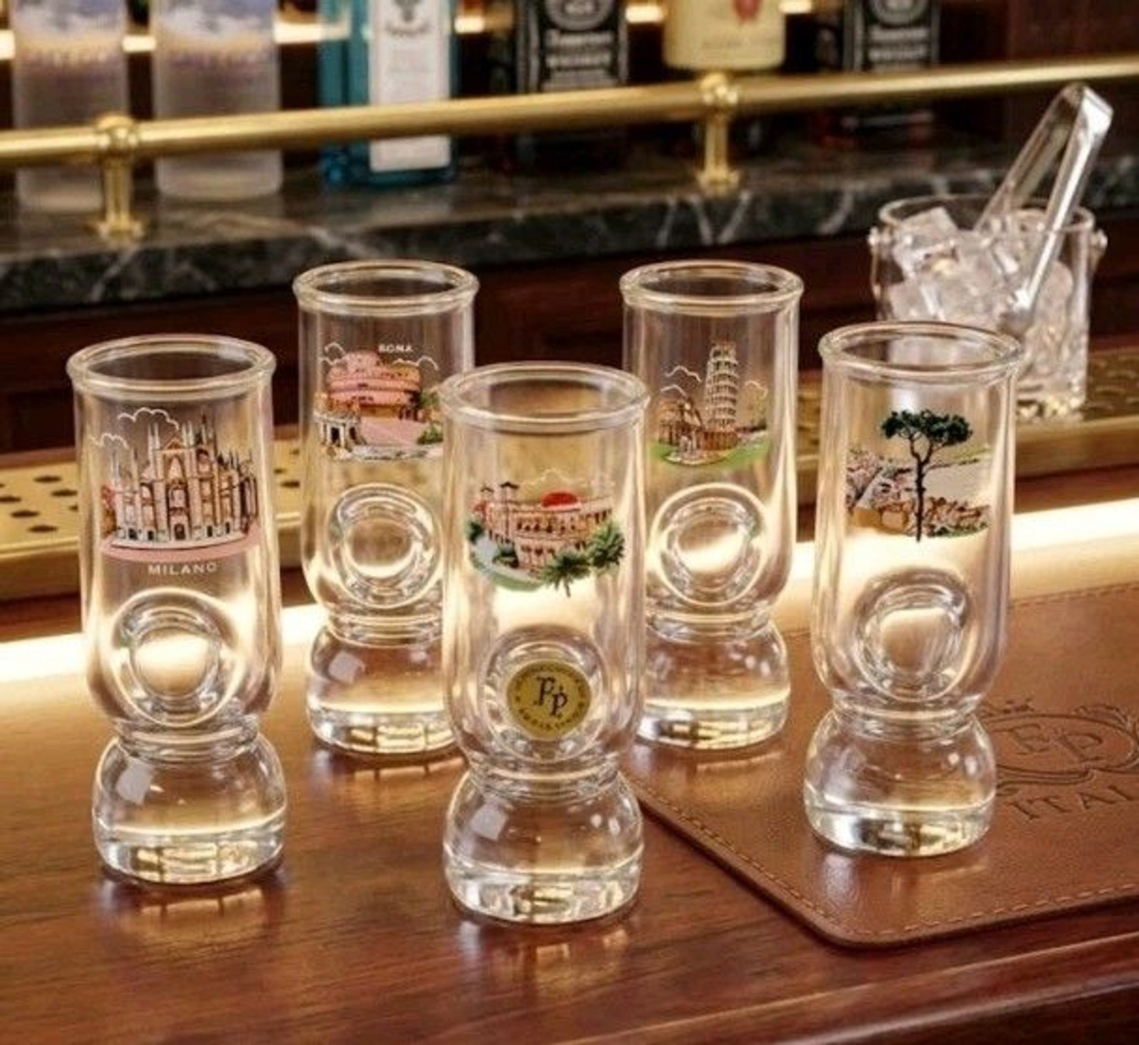 Lavorazione a Mano Set Of 5 Italy Shot glasses City Scenery Thick Over 4\'\'