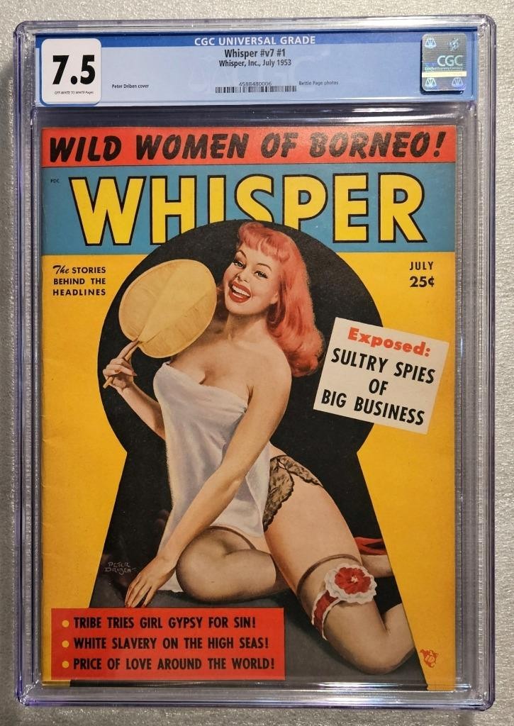Whisper Magazine - 1953 Pin-up - CGC 7.5 VF-   Bettie Page - Peter Driben