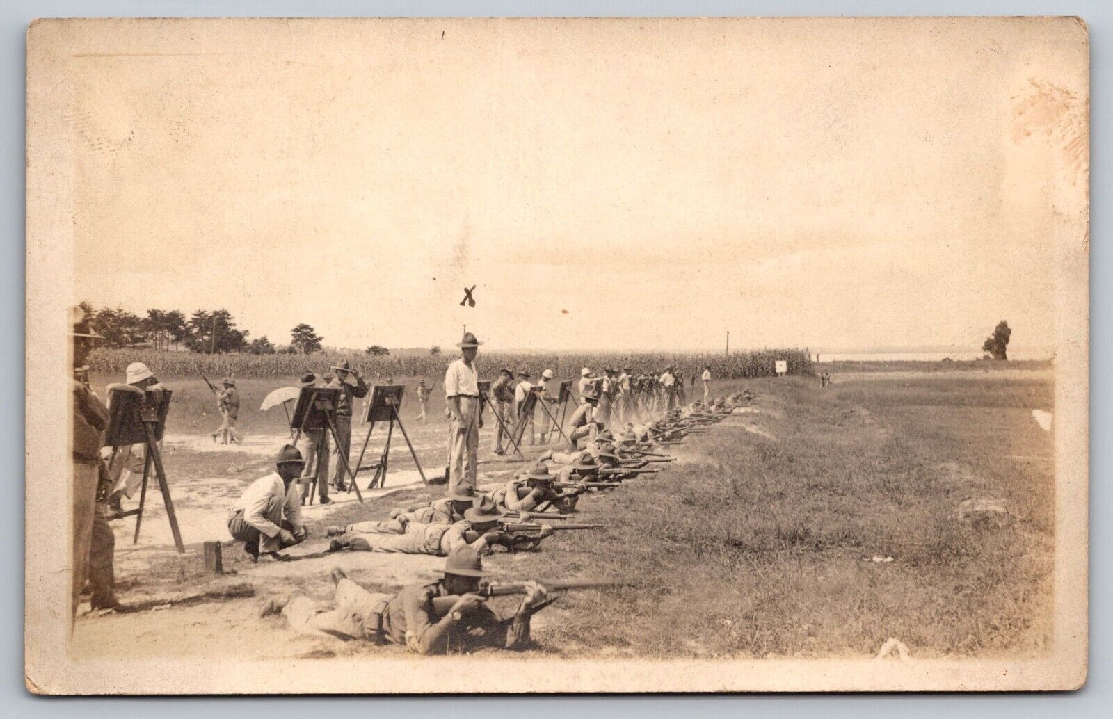 Firing Lane. US Army. Fort Winthrop. Boston Harbor, MA RPPC Real Photo Postcard