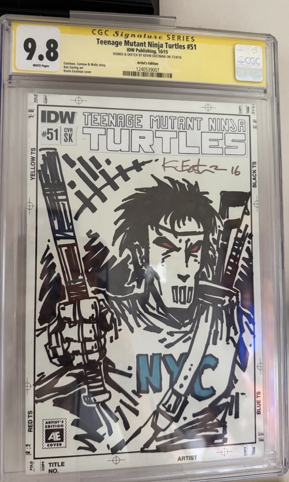 Teenage Mutant Ninja Turtles #51 CGC 9.8 Casey Jones Orginal Art Kevin Eastman