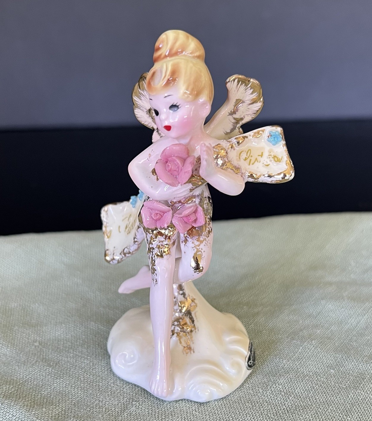 Vintage Josef Originals Sweet Sister Pixie Elf Figurine Gold Label 4” HTF