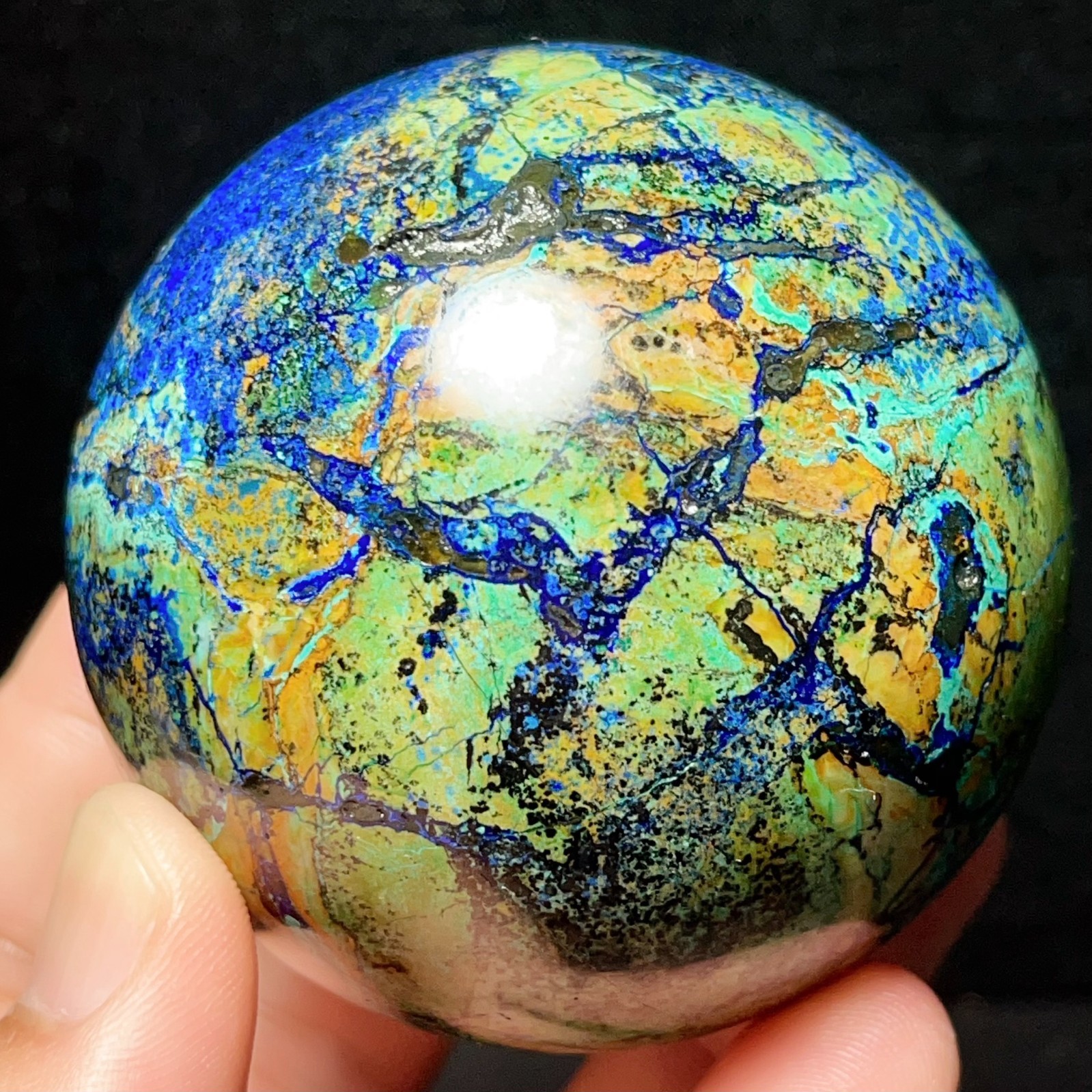 RARE 420G Natural Malachite Turquoise Blue Copper Ore Symbiotic Ball 8539