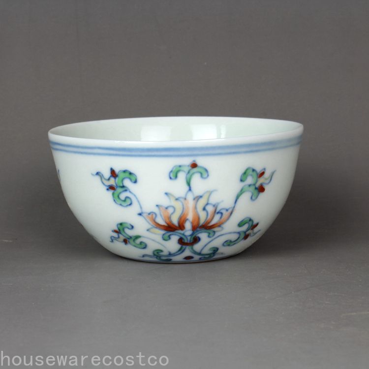 Hand Painted Blue White Doucai Baolian Flower Tea Cup Ceramic Collection
