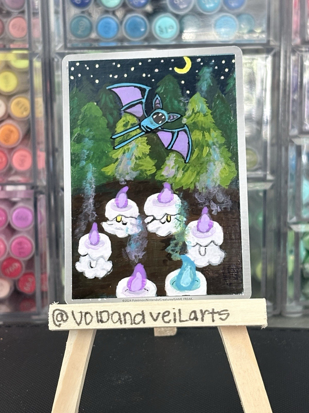 Litwick Zubat Pokémon extended Fanart Card Collectible ACEO ORIGINAL HandPainted