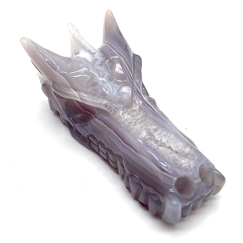 4.2\'\' Natural Agate Geode Carved Crystal Dragon Skull sculpture,Crystal Healing