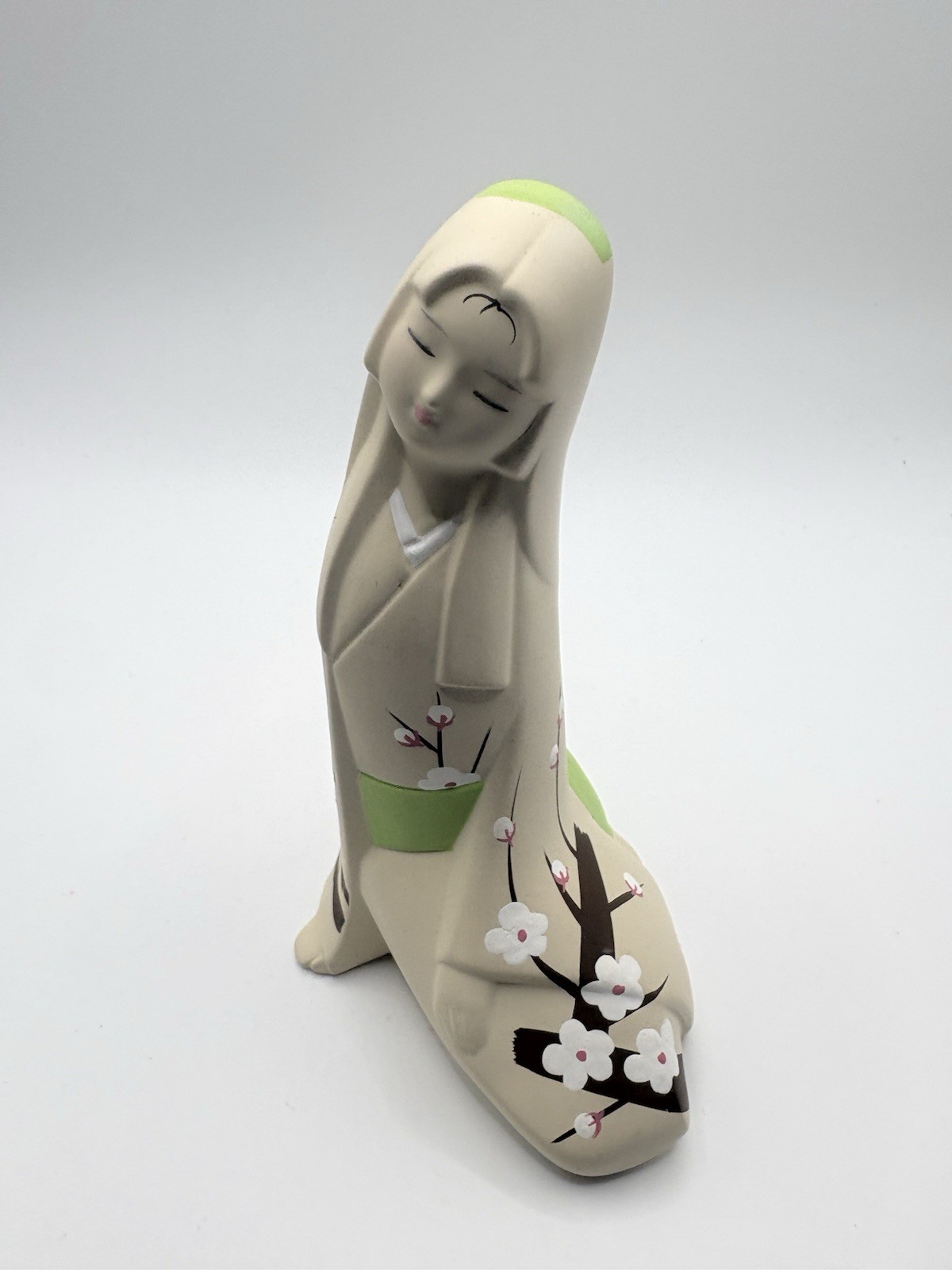 Vintage Genuine Hakata Doll 6” Seated Geisha Figurine Cherry Blossom Japan