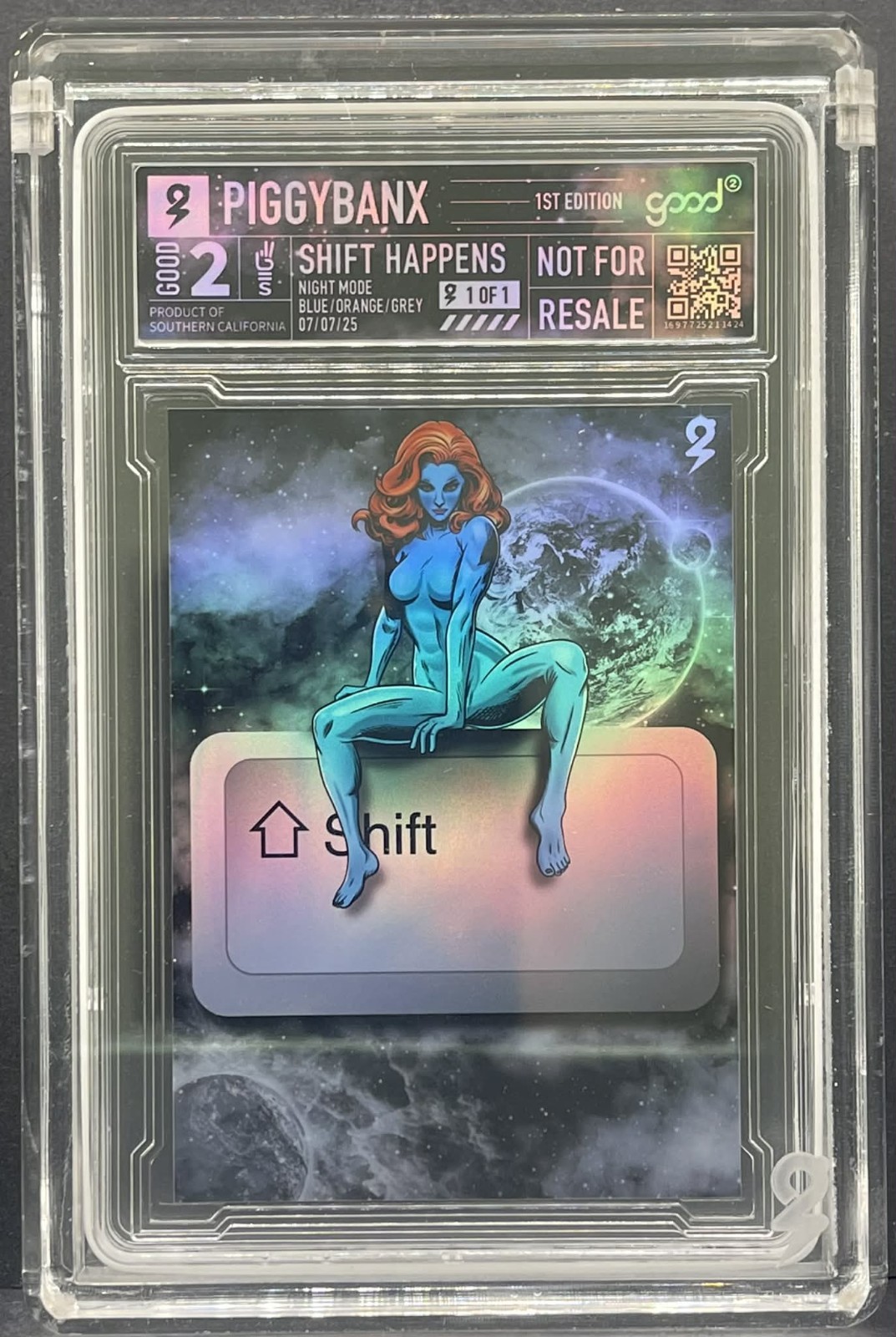 Piggybanx 1st 1/1 Shift Happens Night Mode B/O/G Mystique Black Graded Box & COA