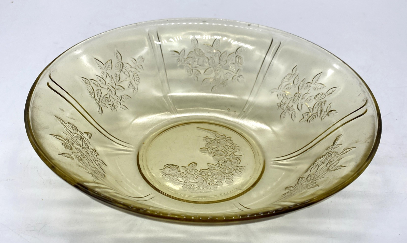 Vintage 1930’s Federal Glass Sharon Cabbage Rose Amber Bowl 8.5” Vintage 1930’s Federal Glass Sharon Cabbage Rose Amber Bowl 8.5”