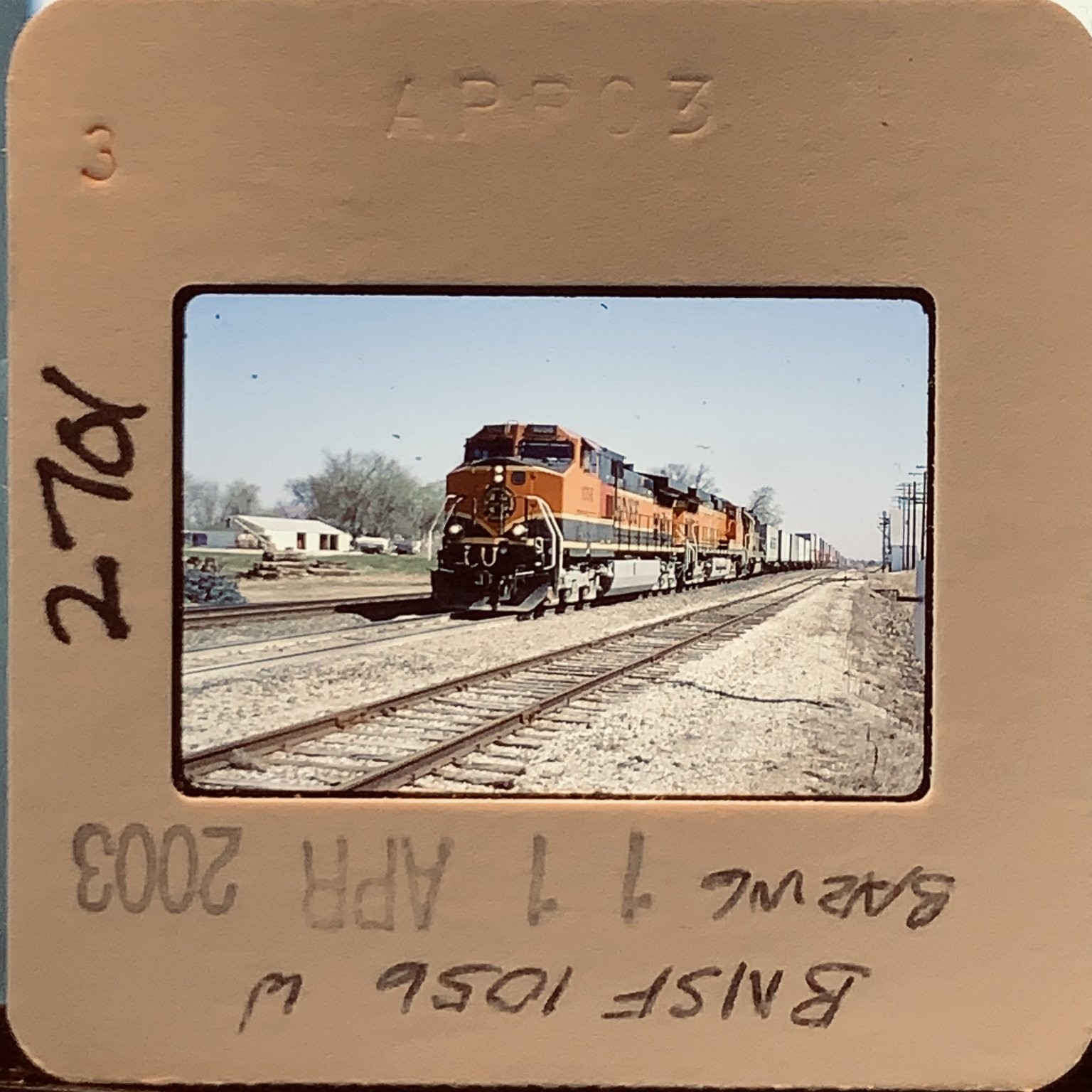 BNSF Train Locomotive 1056 Freight Railroad 35mm Slide 2003 Railfan