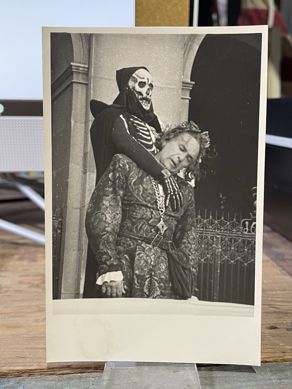 Vintage Photo Postcard  Actor Attila Hörbiger and Death In Theater Scene 1950
