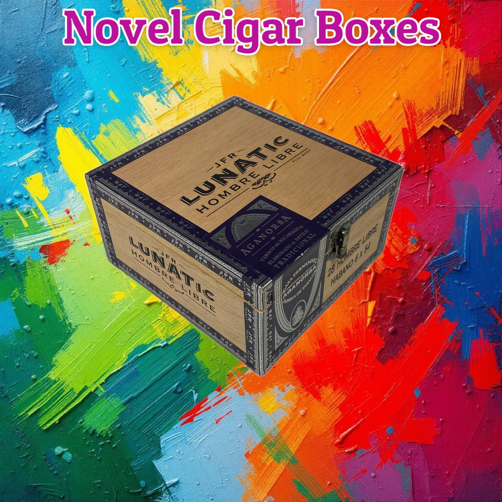 JFR Lunatic Hombre Libre Empty Wooden Cigar Box 6.5x7x3.5