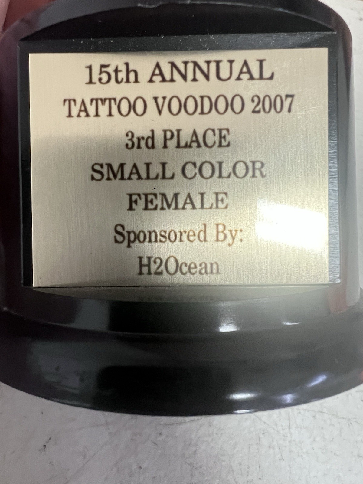 2007 Tattoo Voodoo 3rd Place Trophy Small Color Female Award 11” Tattoo Expo