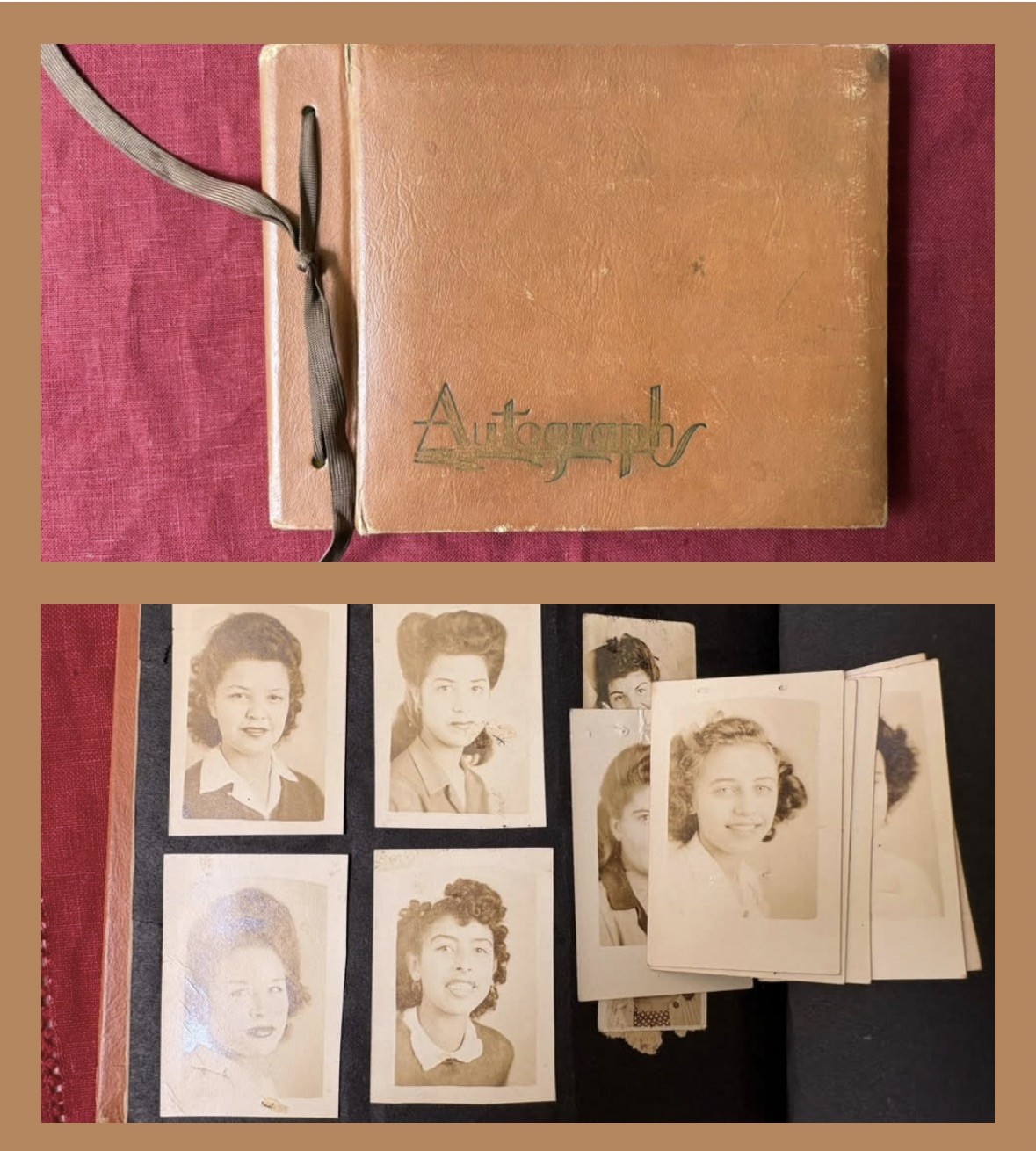 Vintage 1944 School Autograph Book Photos Rhymes Poems Signatures Los Angeles