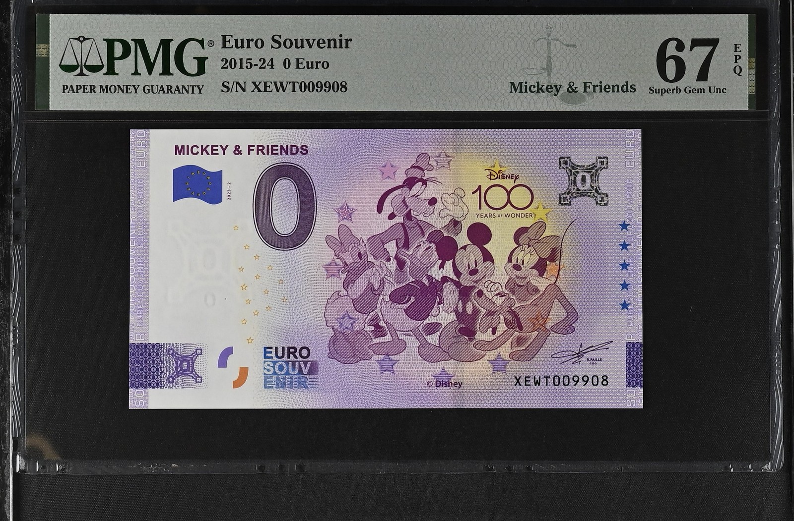 0 Euro Disney Banknotes - Mickey & Friends (7,250 Printed Notes) - PMG 67