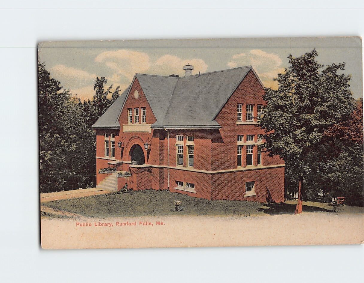 Postcard Public Library Rumford Falls Maine USA