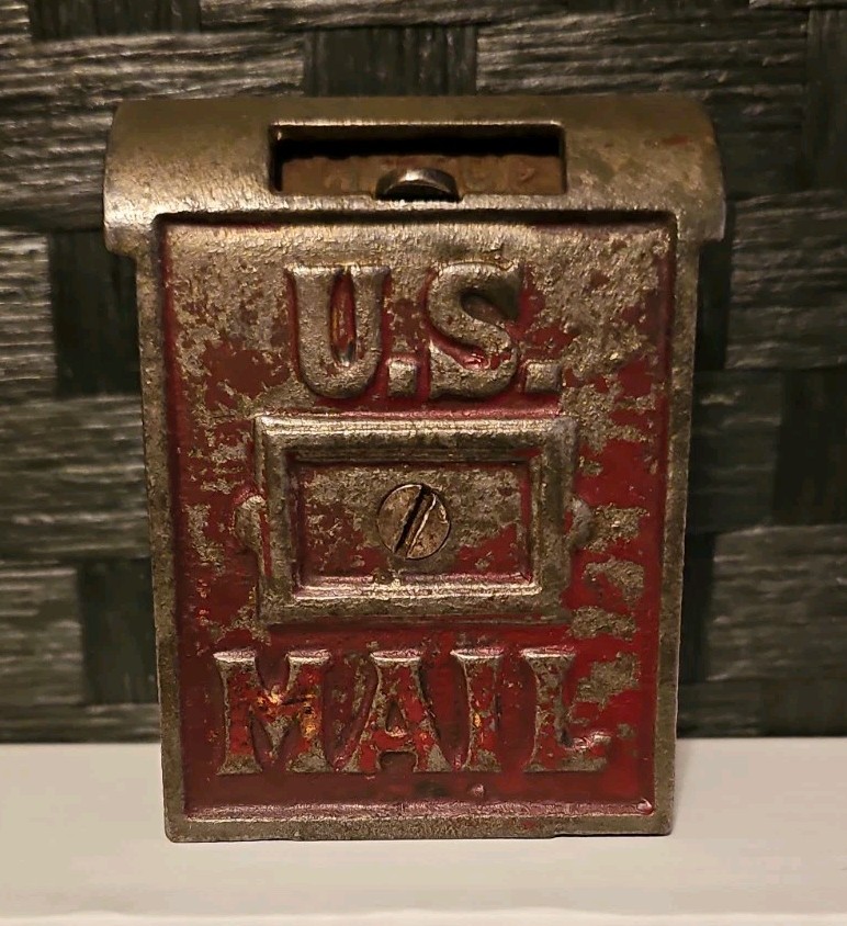 Vintage 1920\'s U.S. Mail Mailbox Cast Iron Bank 5\