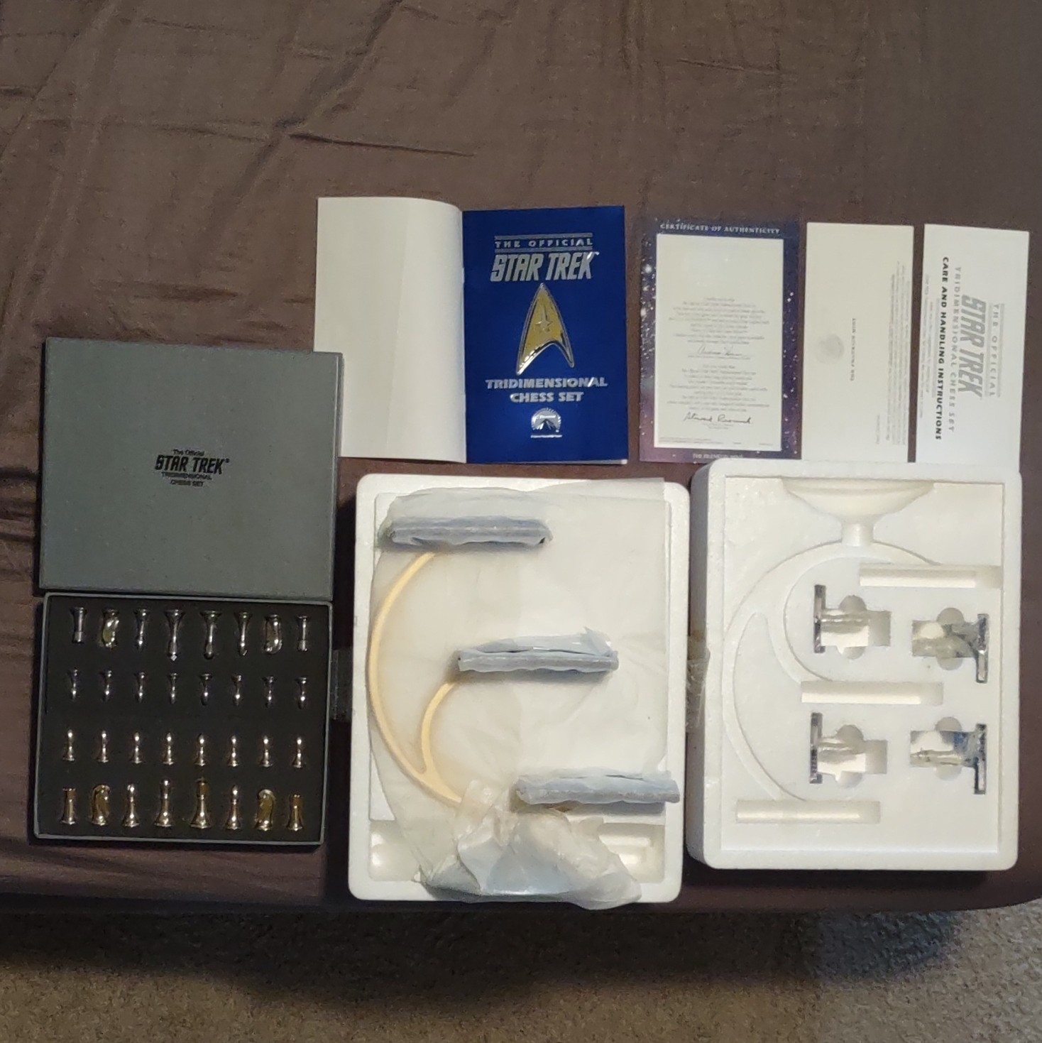 Official Franklin Mint 1994 STAR TREK Tridimensional 3D Chess Set Complete W/COA Official Franklin Mint 1994 STAR TREK Tridimensional 3D Chess Set Complete W/COA
