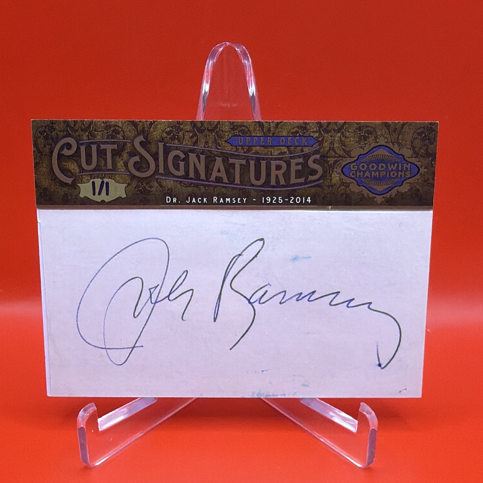 1/1 Upper Deck 2019 Goodwin Champions Cut Signature Auto Dr Jack Ramsey Error