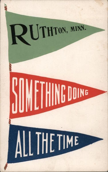 Ruthton, Minnesota MN Something doing the time Antique Original Vintage Postcard