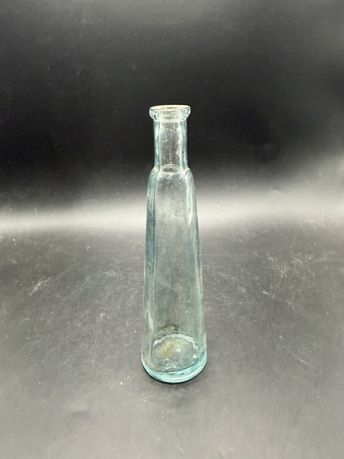 Antique Aqua Glass Tapered Pepper Sauce Bottle 6.25