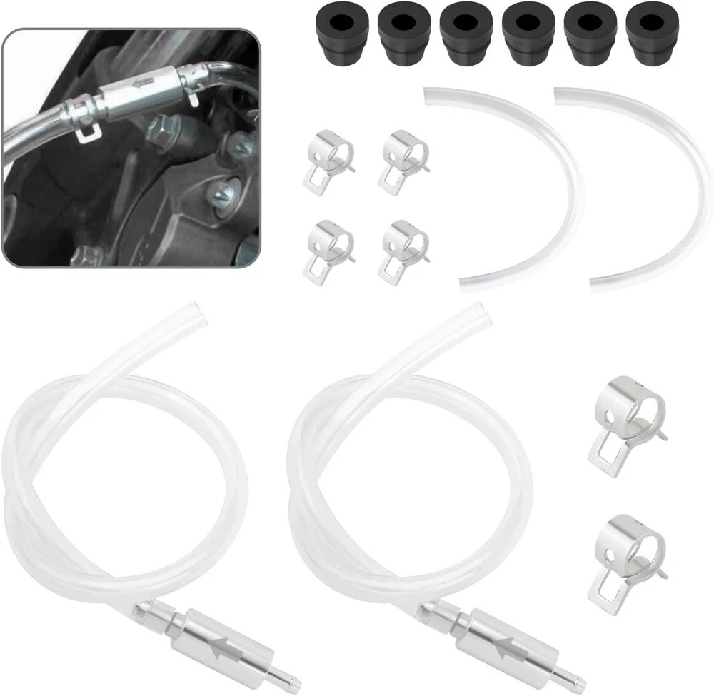Kit de purga de frenos (2 unidades). Incluye 4 mangueras de purga, 2 válvulas