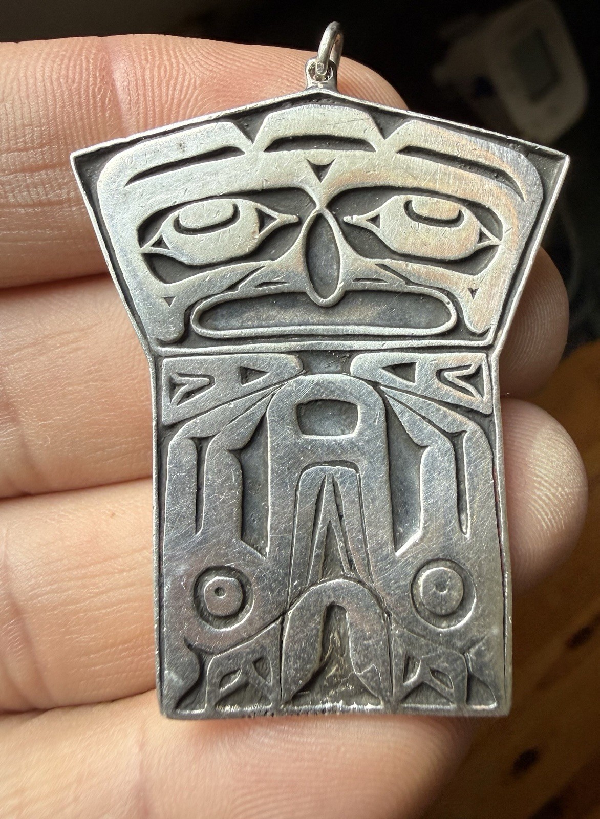 Northwest Coast Heavy Sterling Silver Eagle Pendant 30g Vintage 1976