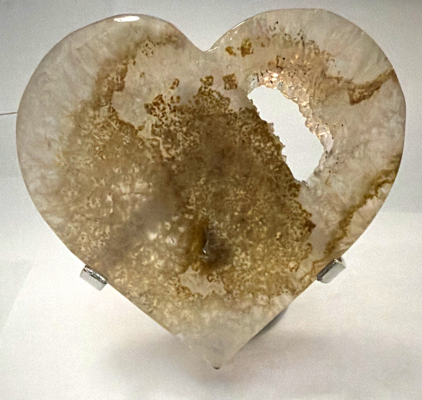 Rose quartz Heart-Shaped Polished Crystal/Mineral Piece w/Druzy Opening,5
