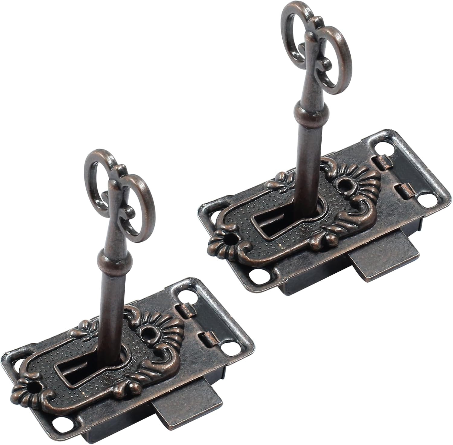 Antique Skeleton Key Lock, Red Brass, 2 Sets