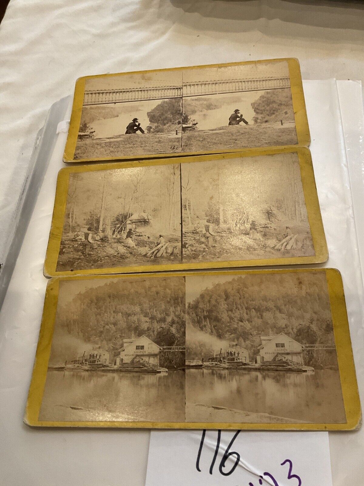 116 Steroview Photos Niagara Fall Erie Canal & Maple Sugar 3 Cards Civil War Era