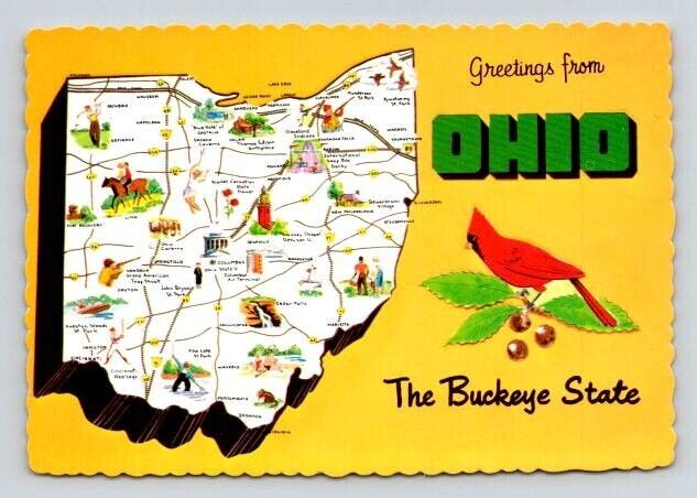Greetings From Ohio, The Buckeye State - Deckled Edge Postcard