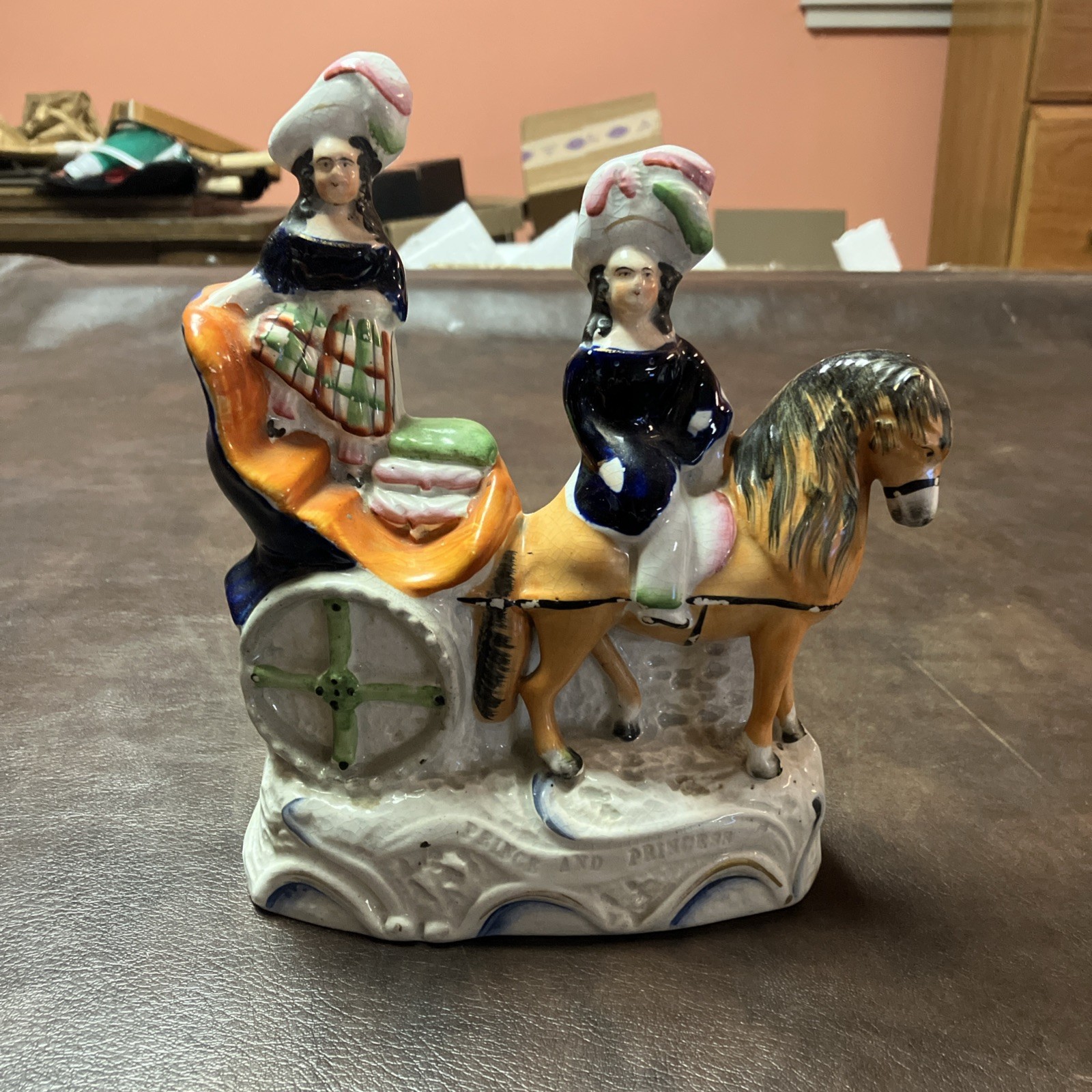 Antique STAFFORDSHIRE English C. 1840’s Porcelain Prince & Princess On Horseback