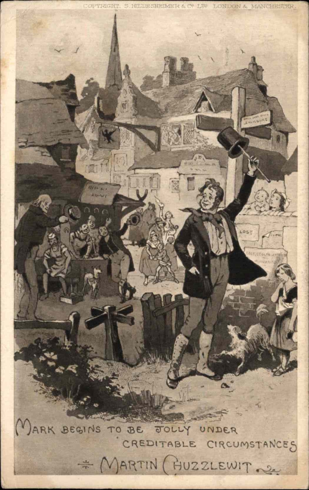 Antique Postcard CHARLES DICKENS Martin Chuzzlewit Hildeshesheimer Jolly Mark