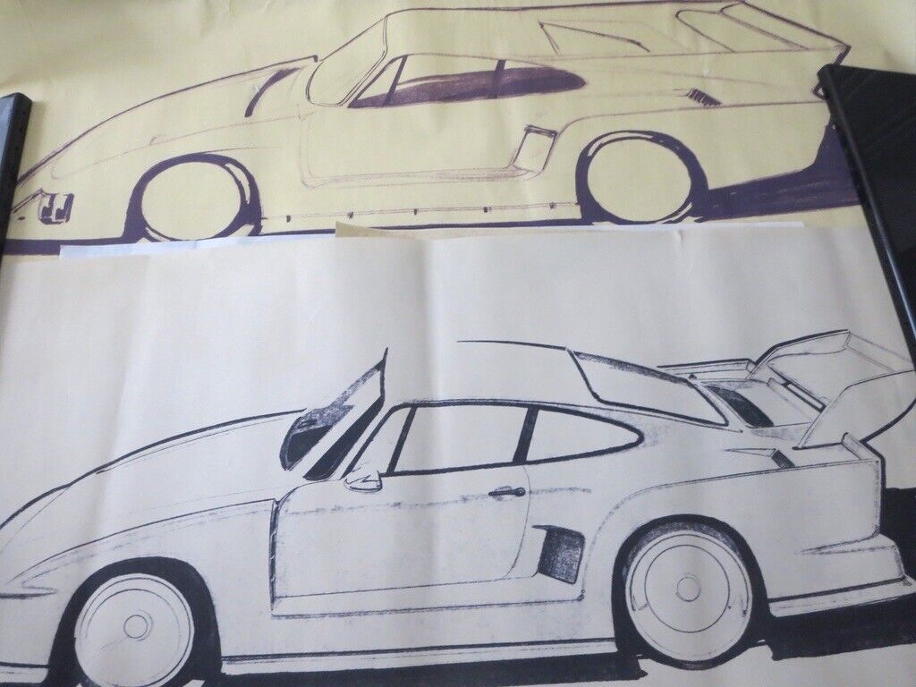 Porsche 935 Kremer Racing Design Sketch Drawing Art LOT OF 5 -  NOTTRODT Vintage