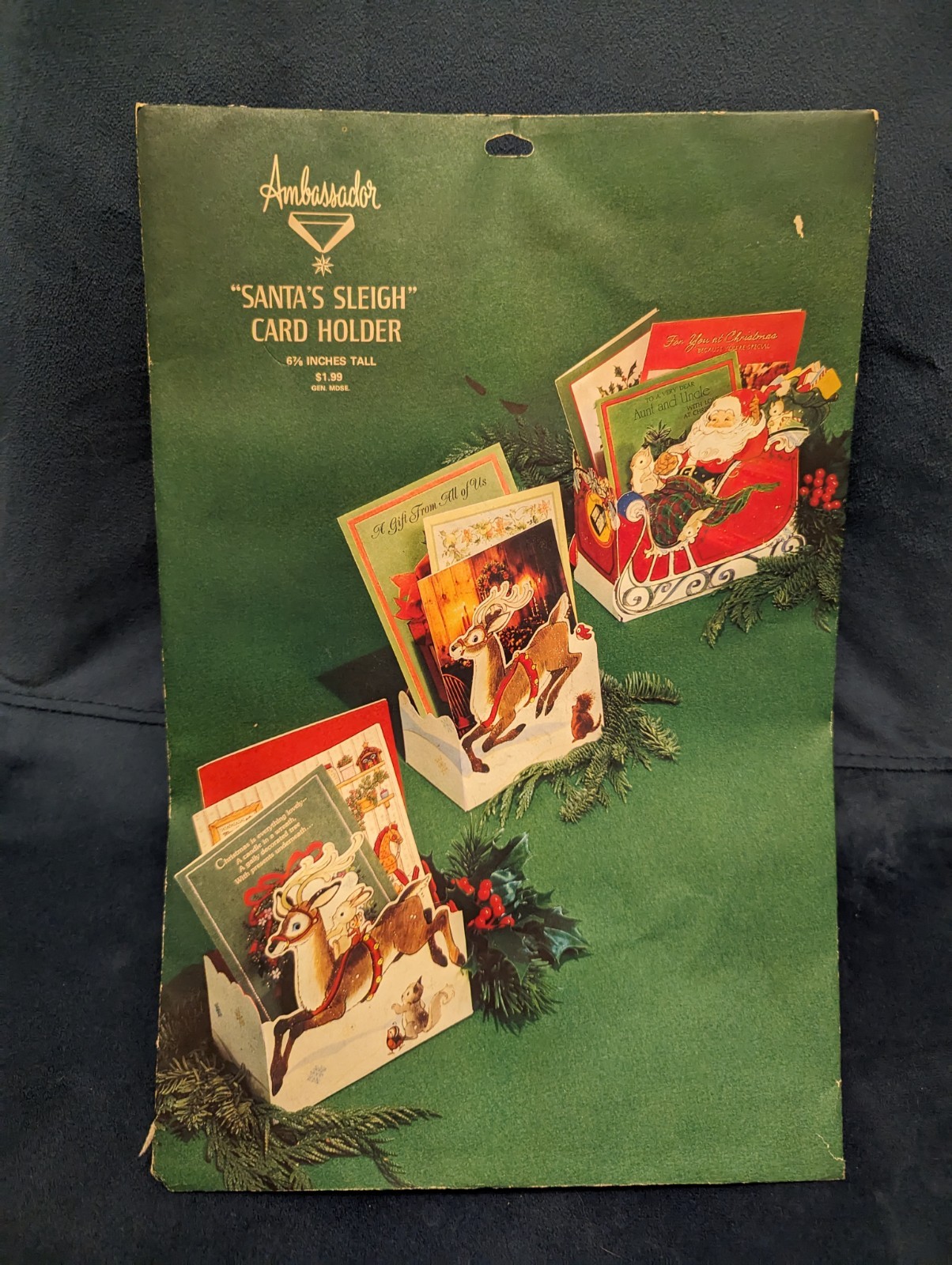 Vintage Ambassador Mid-Century Santa Sleigh Card Holder Hallmark Christmas