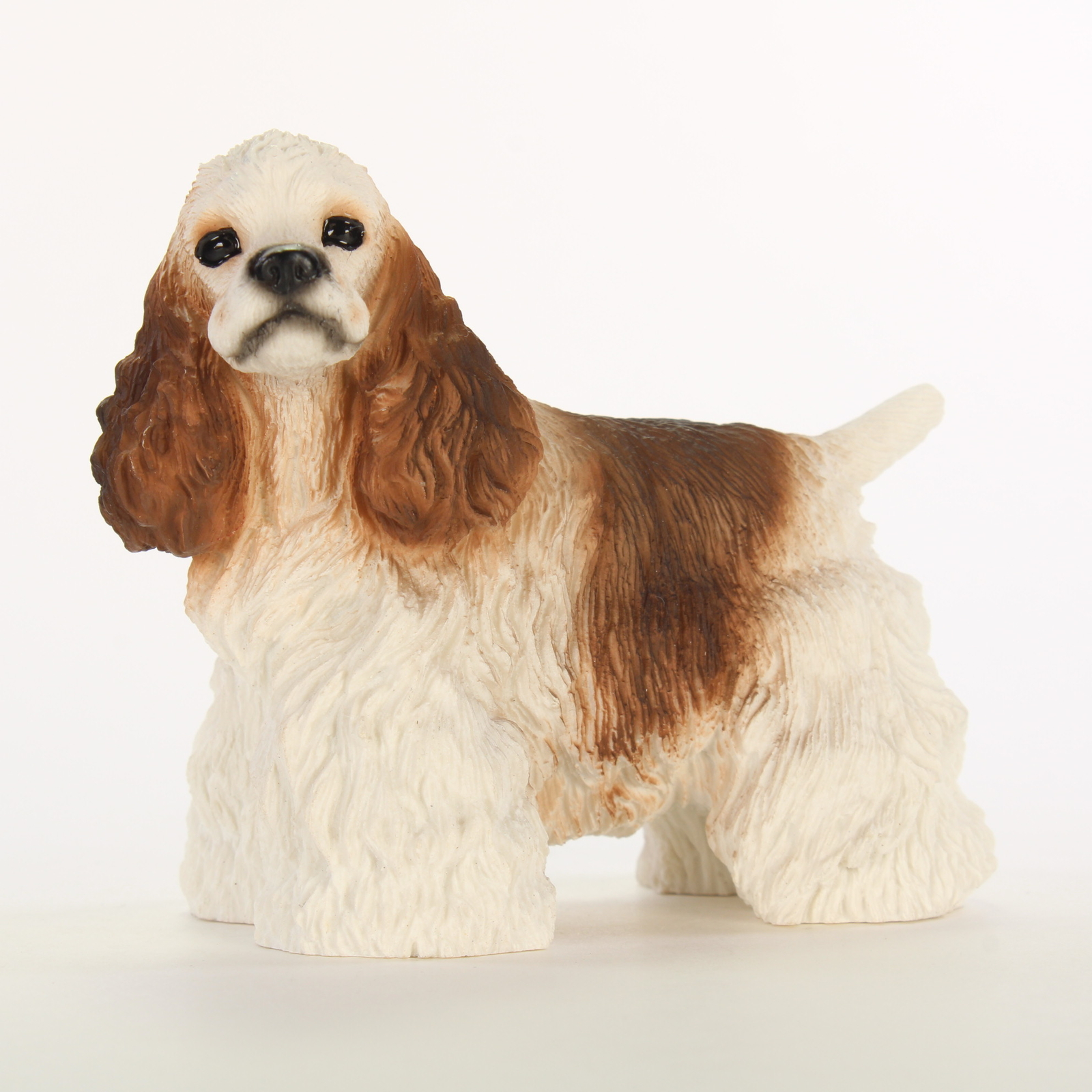 Cocker Spaniel Figurine Hand Painted Collectible Statue Brown/White